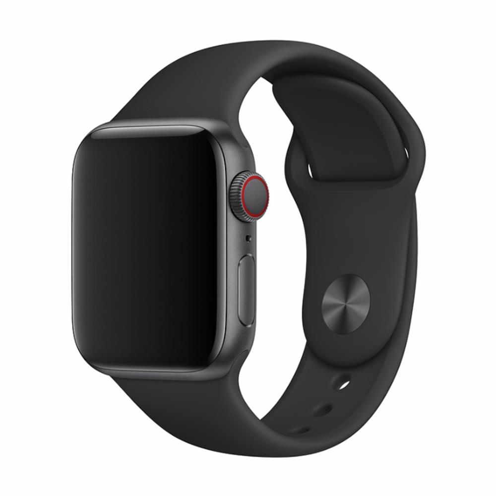 Okosóra szilikon szíj - Apple Watch Series 1/2/3/4 (42mm-44mm) - DEVIA fekete szilikon szíj