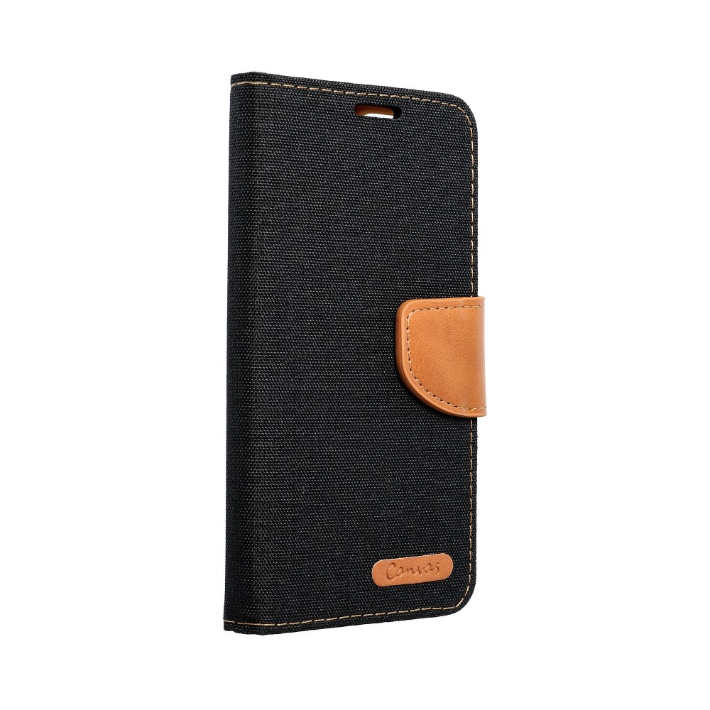 Xiaomi Redmi Note 10 Pro / Note 10 Pro Max Telefontok - Canvas fekete mágneses szilikon keretes könyvtok