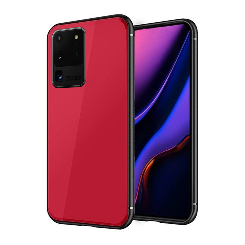 Samsung Galaxy S20 Ultra Telefontok - Forcell piros üveg hátlaptok