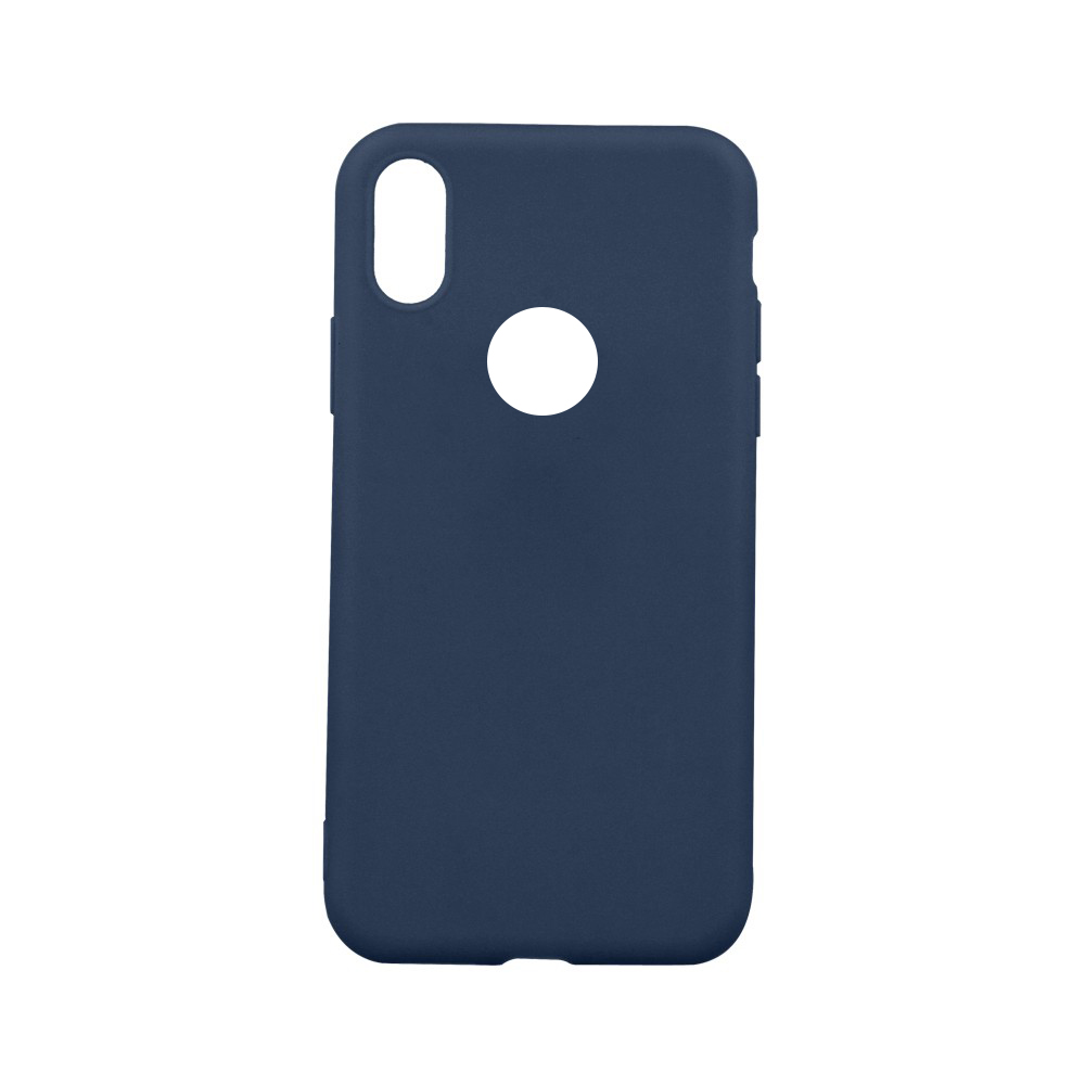 iPhone X / XS Telefontok - Matt kék szilikon tok (Apple logónál kivágással)