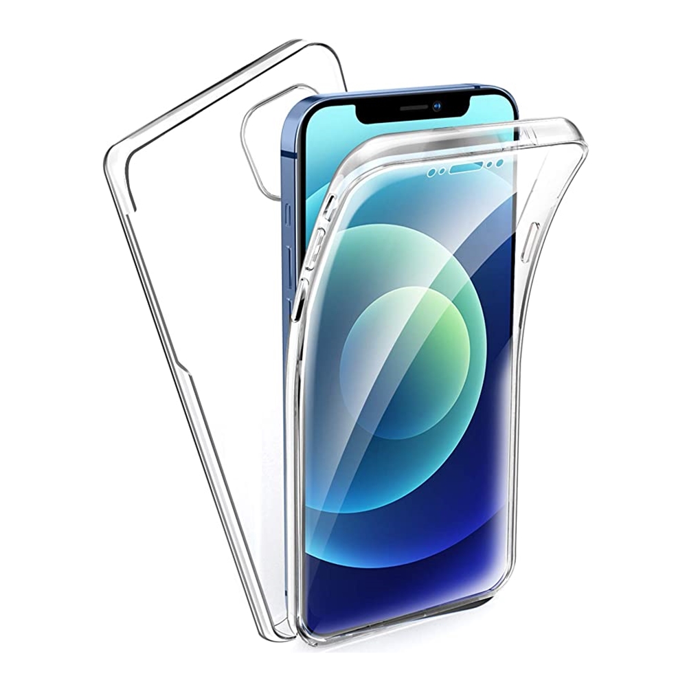 iPhone 12 Pro Telefontok - átlátszó szilikon előlap + plexi hátlap tok 360 fokos