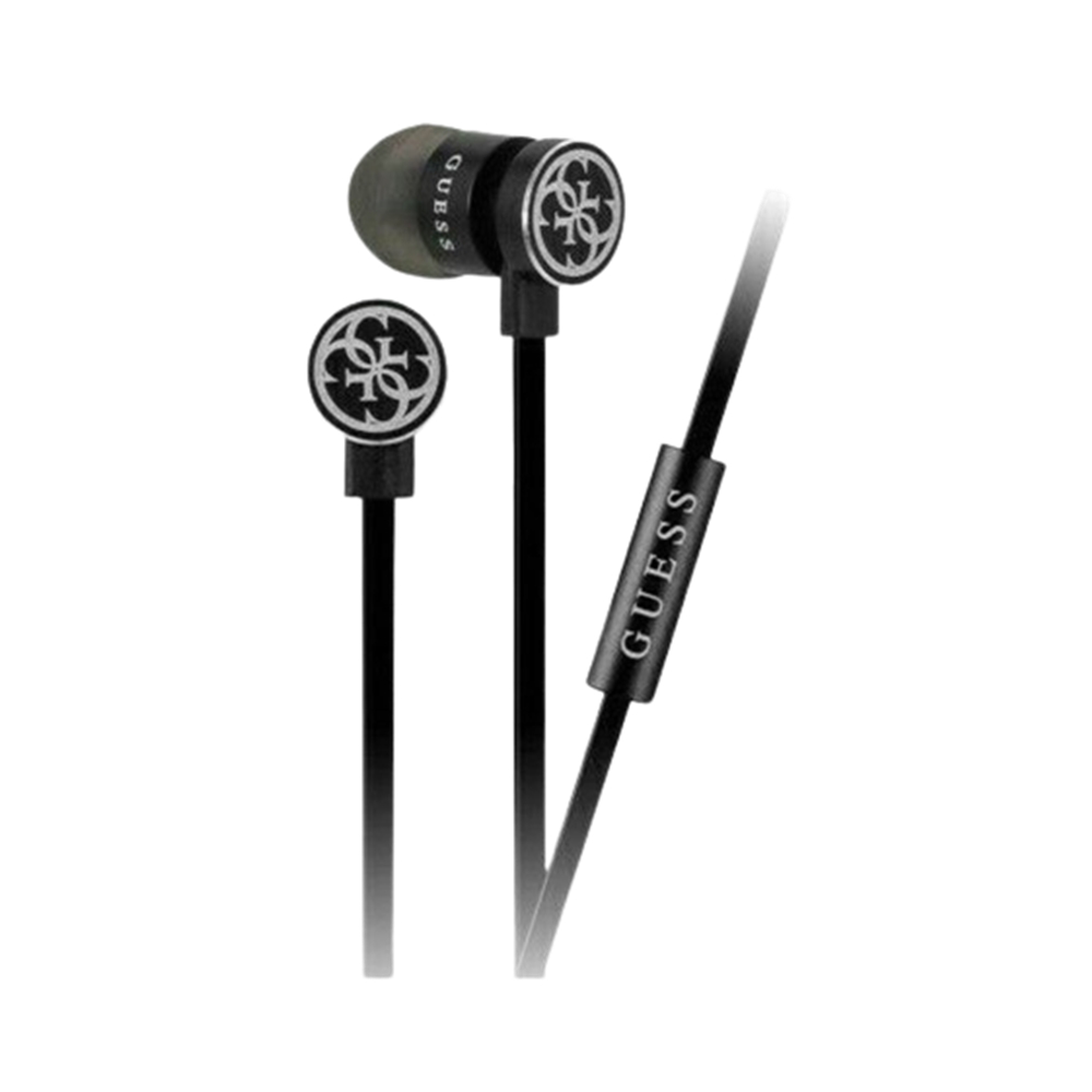 GUESS Headset - fekete, hangerőszabályzós stereo headset audio csatlakozóval