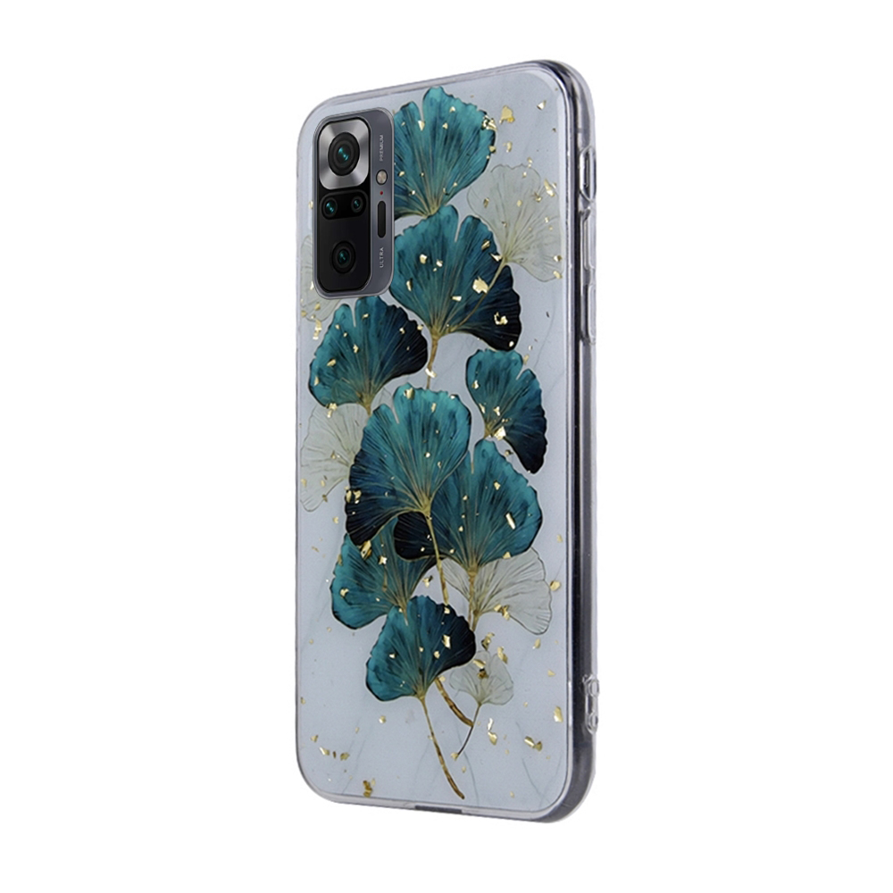 Xiaomi Redmi Note 10 Pro / Note 10 Pro Max Telefontok - Gold Glam levelek - mintás műanyag hátlap tok, szilikon kerettel