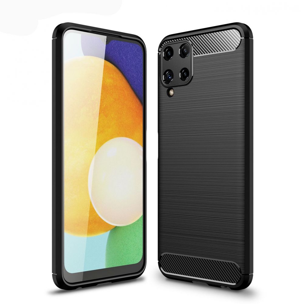 Samsung Galaxy A22 LTE / 4G Telefontok - Carbon Fiber fekete szilikon tok