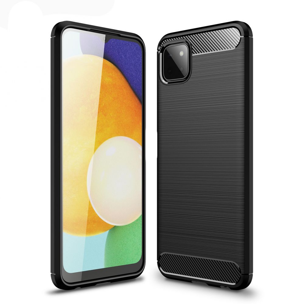 Samsung Galaxy A22 5G Telefontok - Carbon Fiber fekete szilikon tok