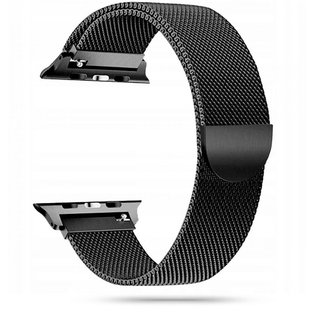 Okosóra szíj - Apple Watch 2 / 3 / 4 / 5 / 6 / 7 / 8 / 9 / SE (38/40/41 mm) - mágneses fekete fémszíj