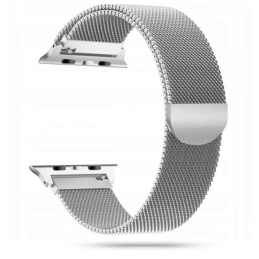 Okosóra szíj - Apple Watch 2 / 3 / 4 / 5 / 6 / 7 / 8 / 9 / SE (38/40/41 mm) - mágneses ezüst fémszíj