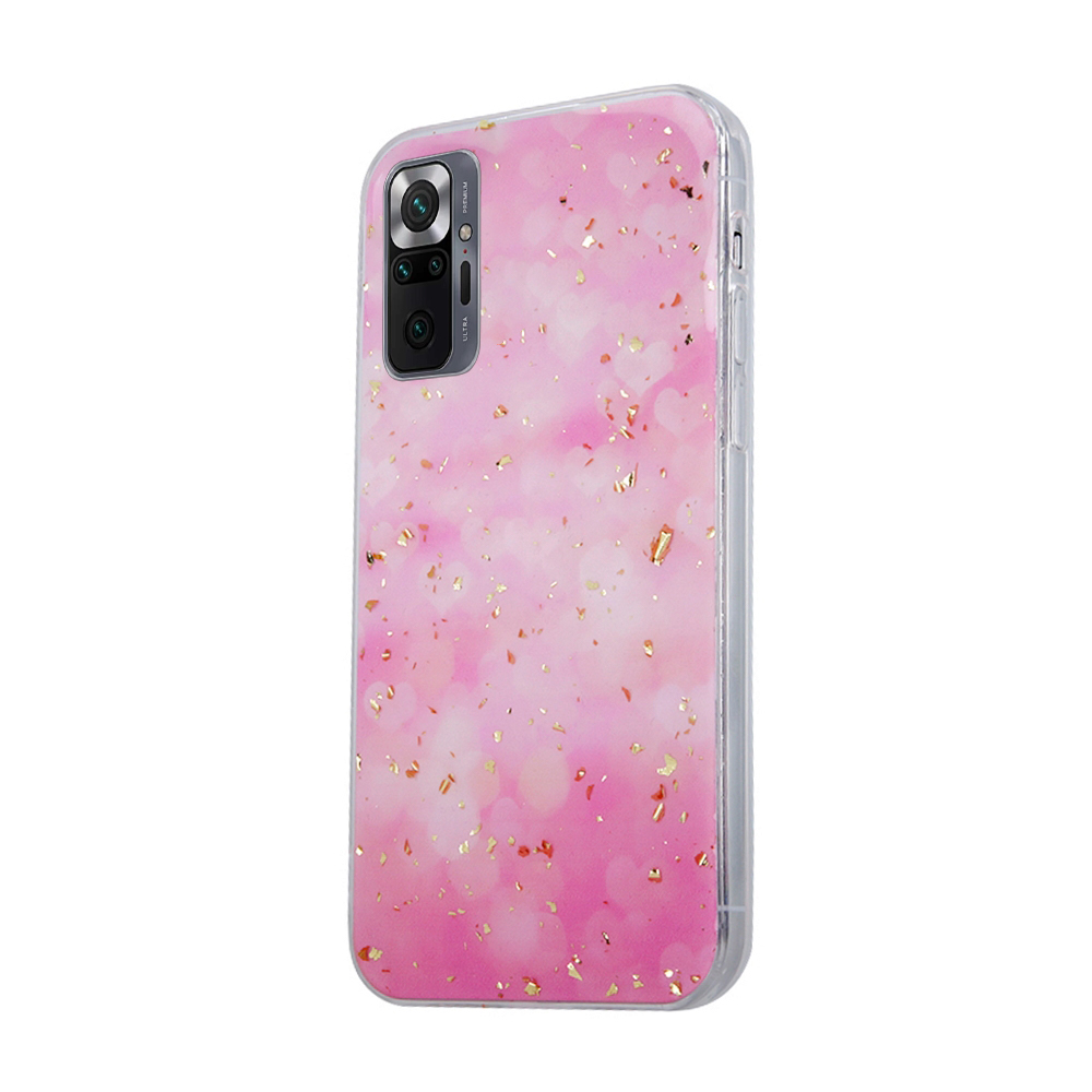 Xiaomi Redmi Note 10 Pro / Note 10 Pro Max Telefontok - Gold Glam pink - mintás műanyag hátlap tok, szilikon kerettel