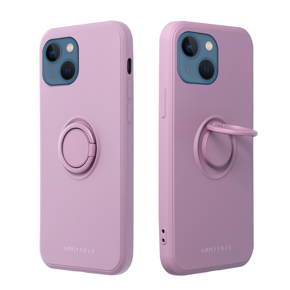 iPhone 13 Telefontok - Roar Amber lila szilikon tok, kitámasztó ujjgyűrűvel