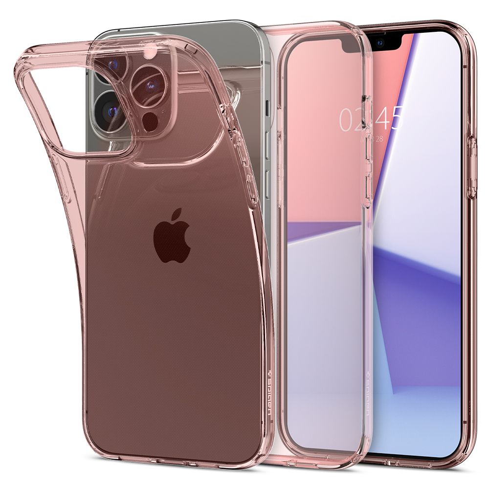 iPhone 13 Pro Telefontok - SPIGEN CRYSTAL FLEX átlátszó pink hátlap tok