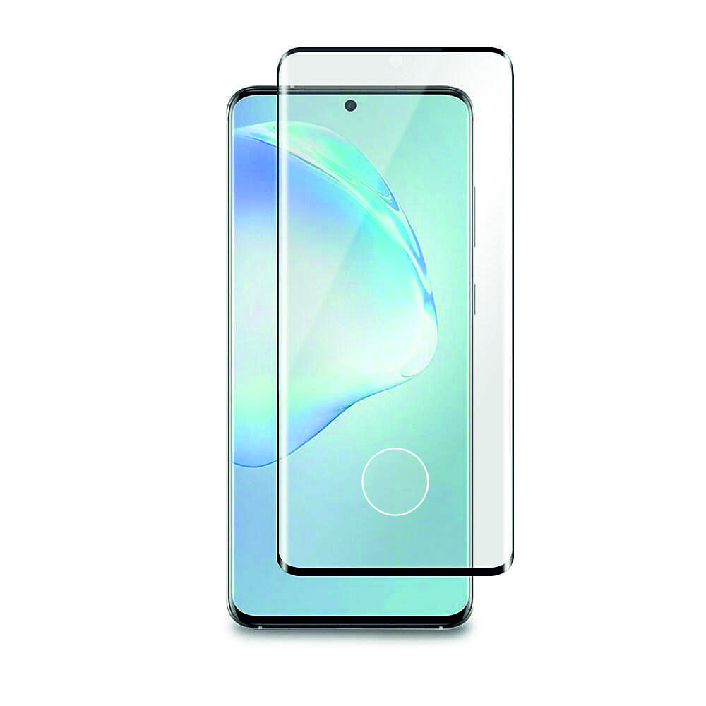 Samsung Galaxy S20 üvegfólia- 5D full glue, super kemény tokbarát fólia fekete kerettel (az íves részre is ráhajlik, ujjlenyomat olvasónál kivágással)