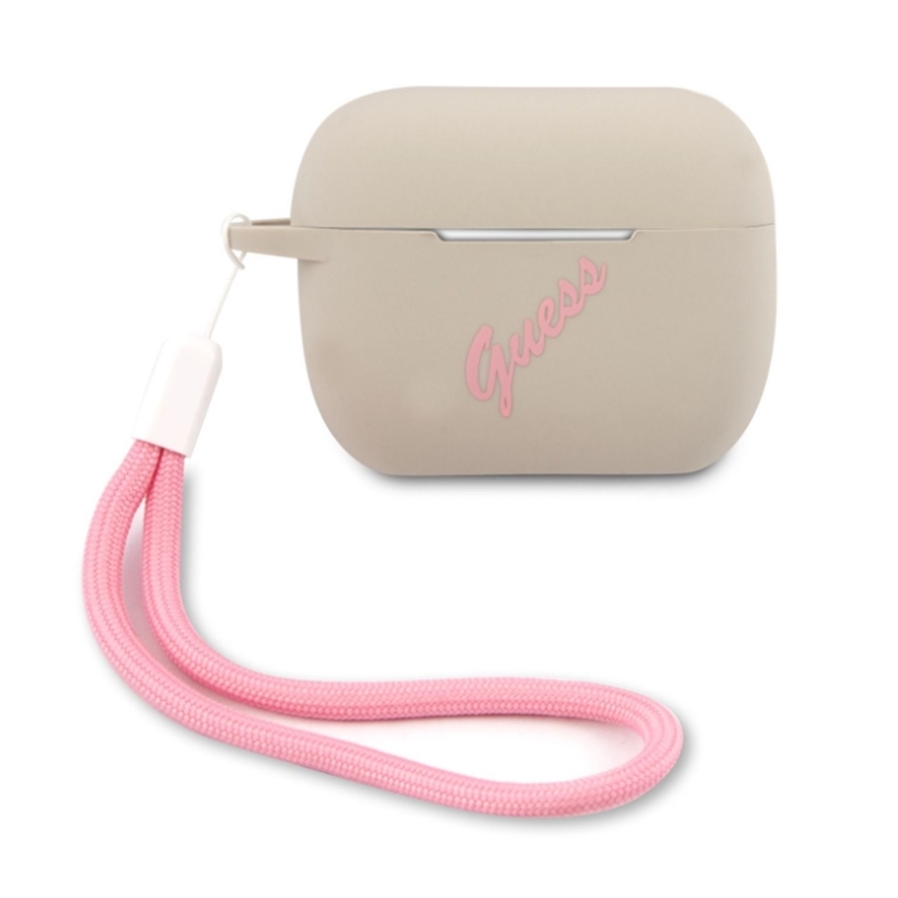 Guess Vintage Airpods Pro tartó - szürkésbarna szilikon tok