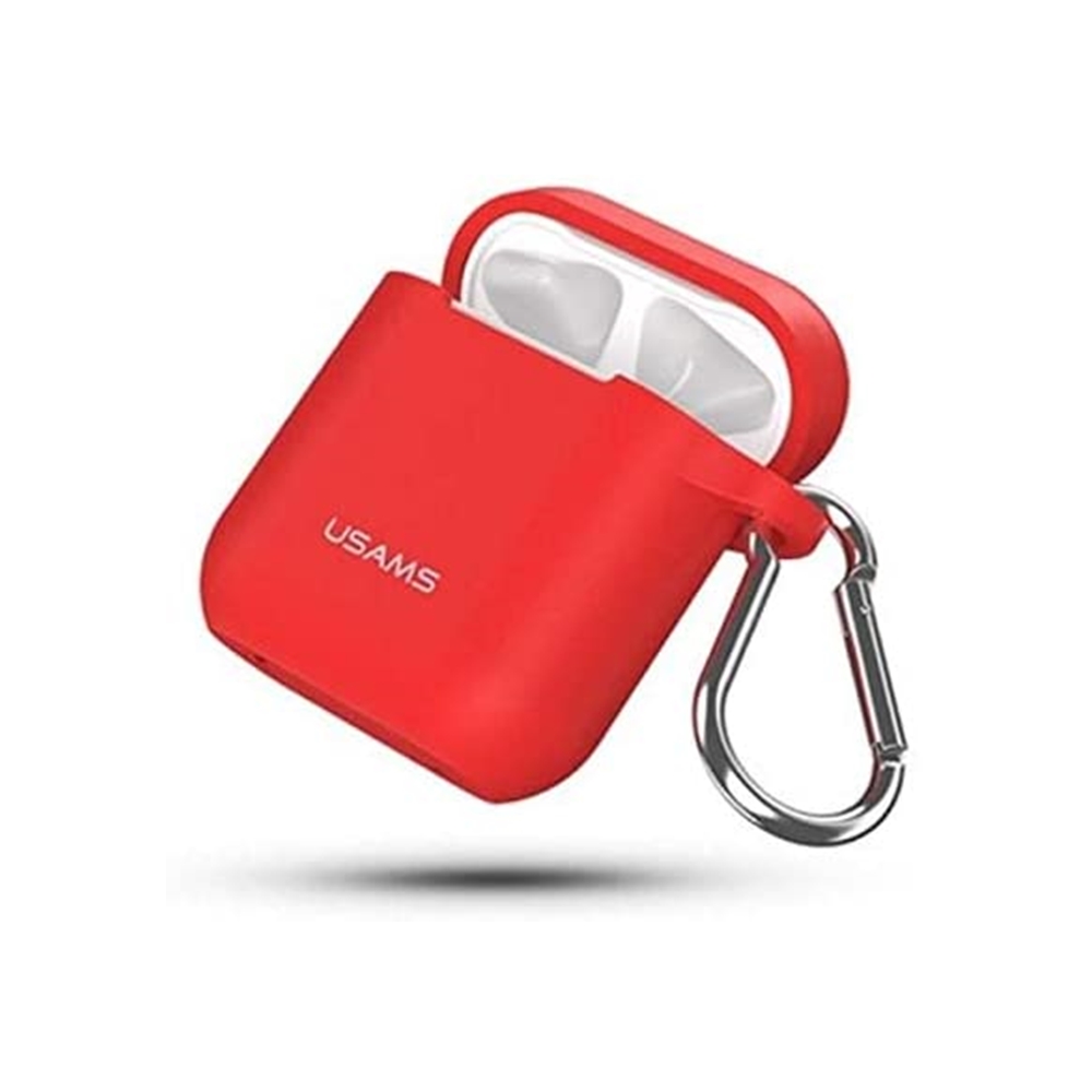 Airpods tartó: USAMS-BH423 AirPods 1/2 tartó - piros szilikon