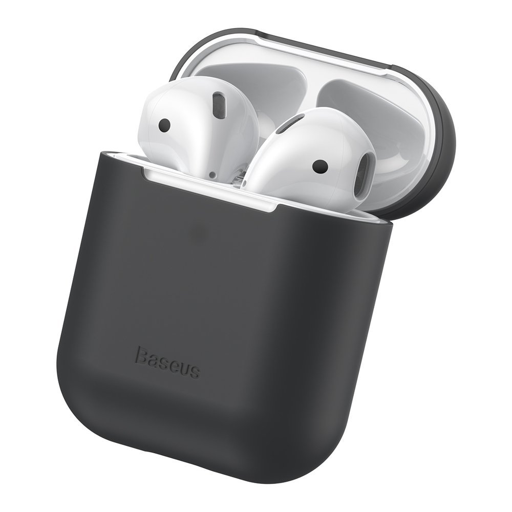 Airpods 1/2 tartó:Baseus Ultrathin AirPods 1/2 tartó - fekete szilikon