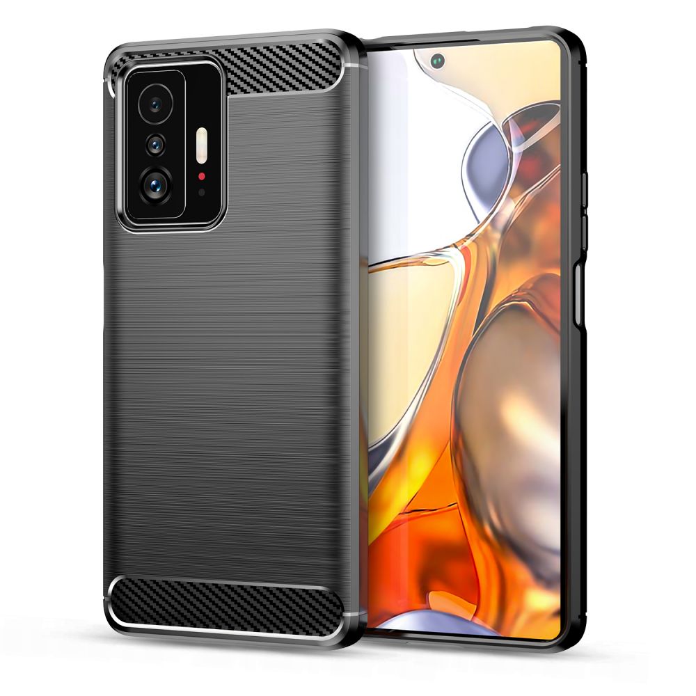 Xiaomi 11T 5G / 11T Pro Telefontok - Carbon Fiber fekete szilikon hátlap tok