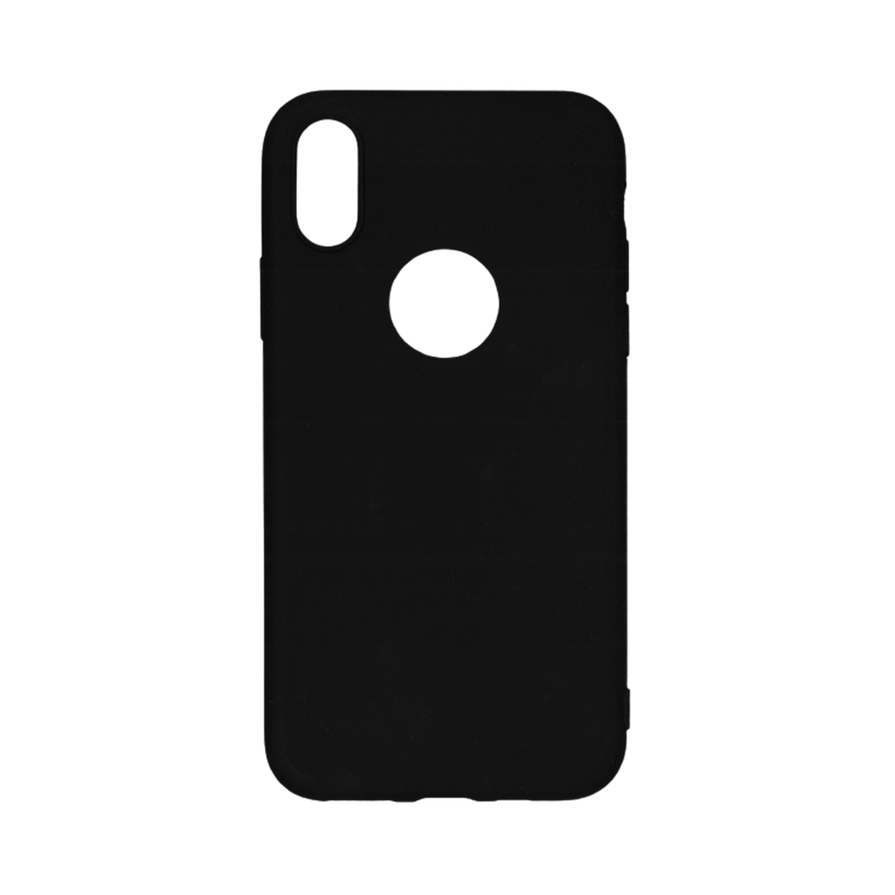 iPhone X / XS Telefontok - fekete szilikon hátlap tok (Apple logónál kivágással)