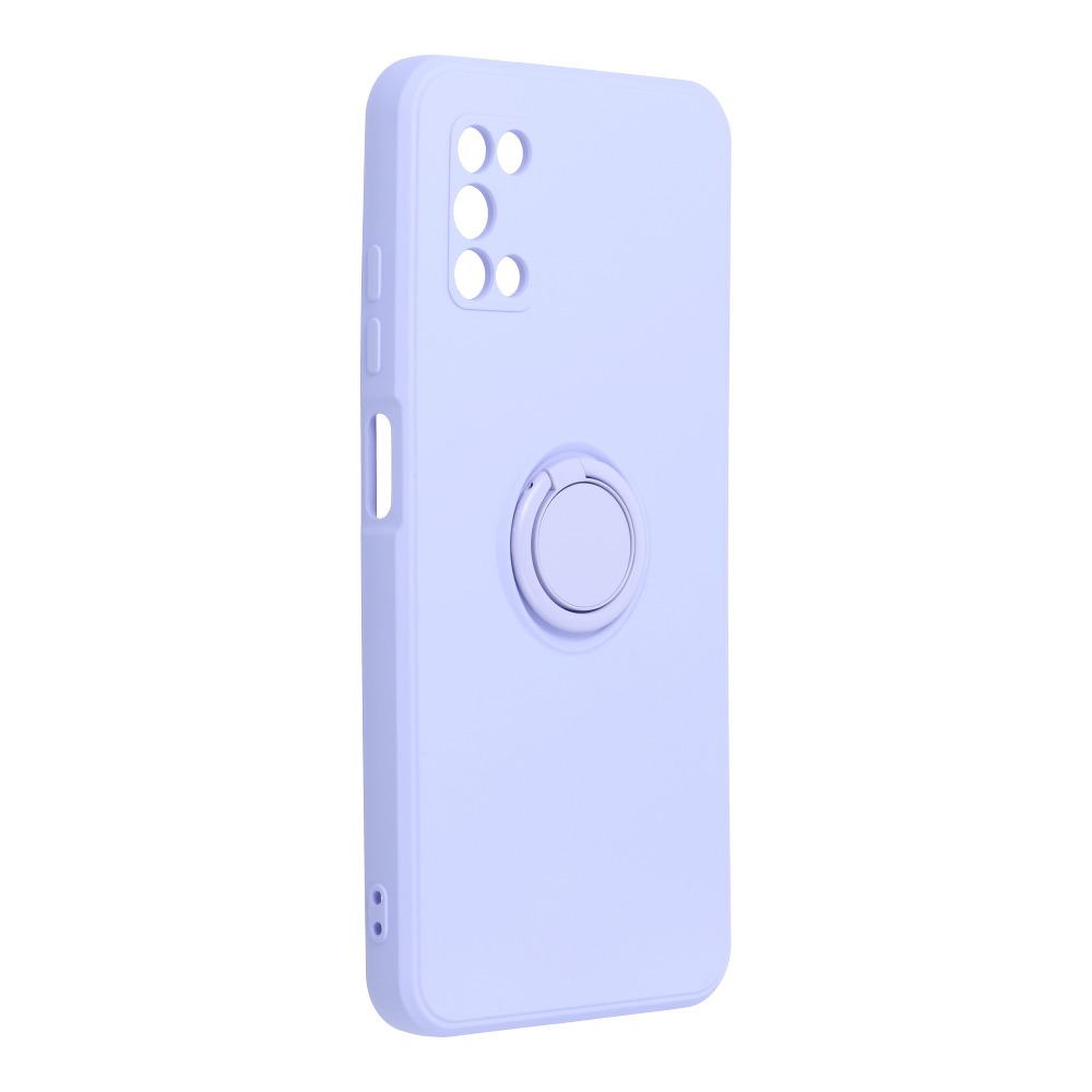 Samsung Galaxy A03s Telefontok - Grip lila szilikon tok, kitámasztó ujjgyűrűvel