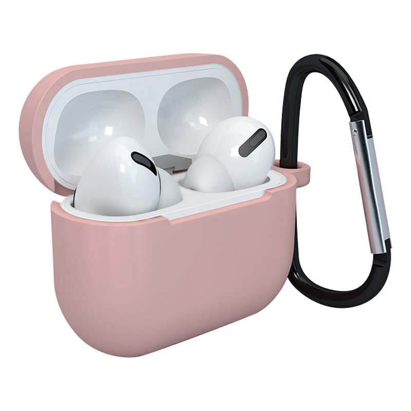 AirPods 3 tartó - pink szilikon Airpods 3 tartó fém karabinerrel