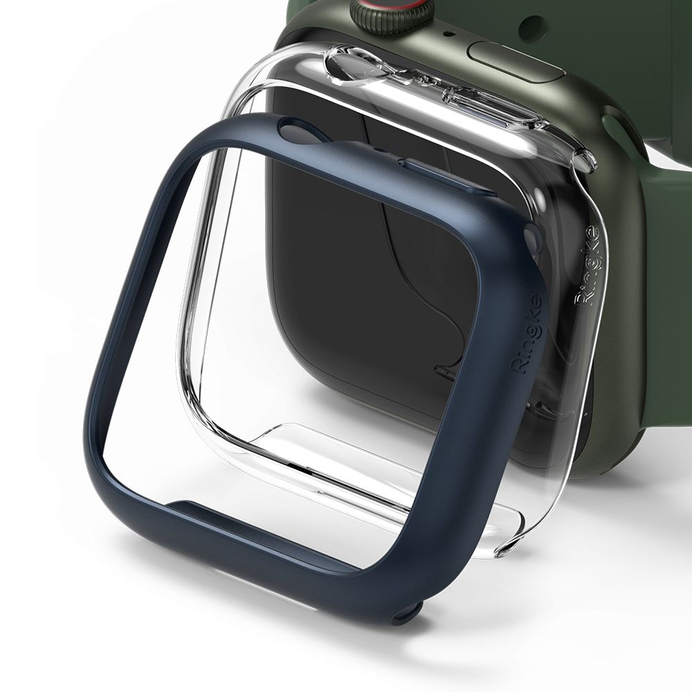 Védőkeret - Ringke Slim műanyag keret Apple Watch 7 / 8 (45mm) okosórához kék+átlátszó