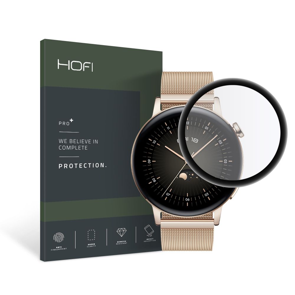 Okosóra üvegfólia fekete kerettel- Huawei Watch GT 3 (42 mm) - üvegfólia