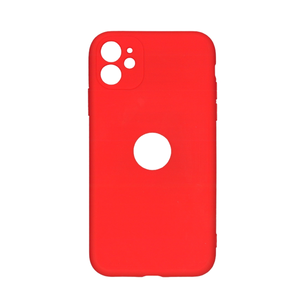 iPhone 11 Telefontok - piros szilikon tok (Apple logónál kivágással)