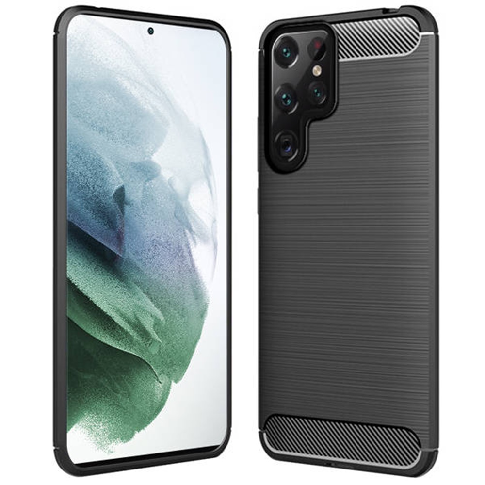 Samsung Galaxy S22 Ultra Telefontok - Forcell CARBON fekete szilikon tok