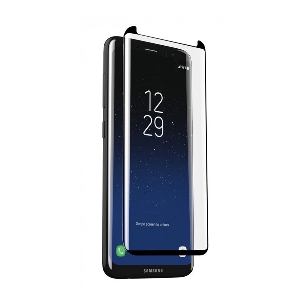 Samsung S9 Plus üvegfólia- Full Glue fekete kerettel ráhajlik az íves részre is
