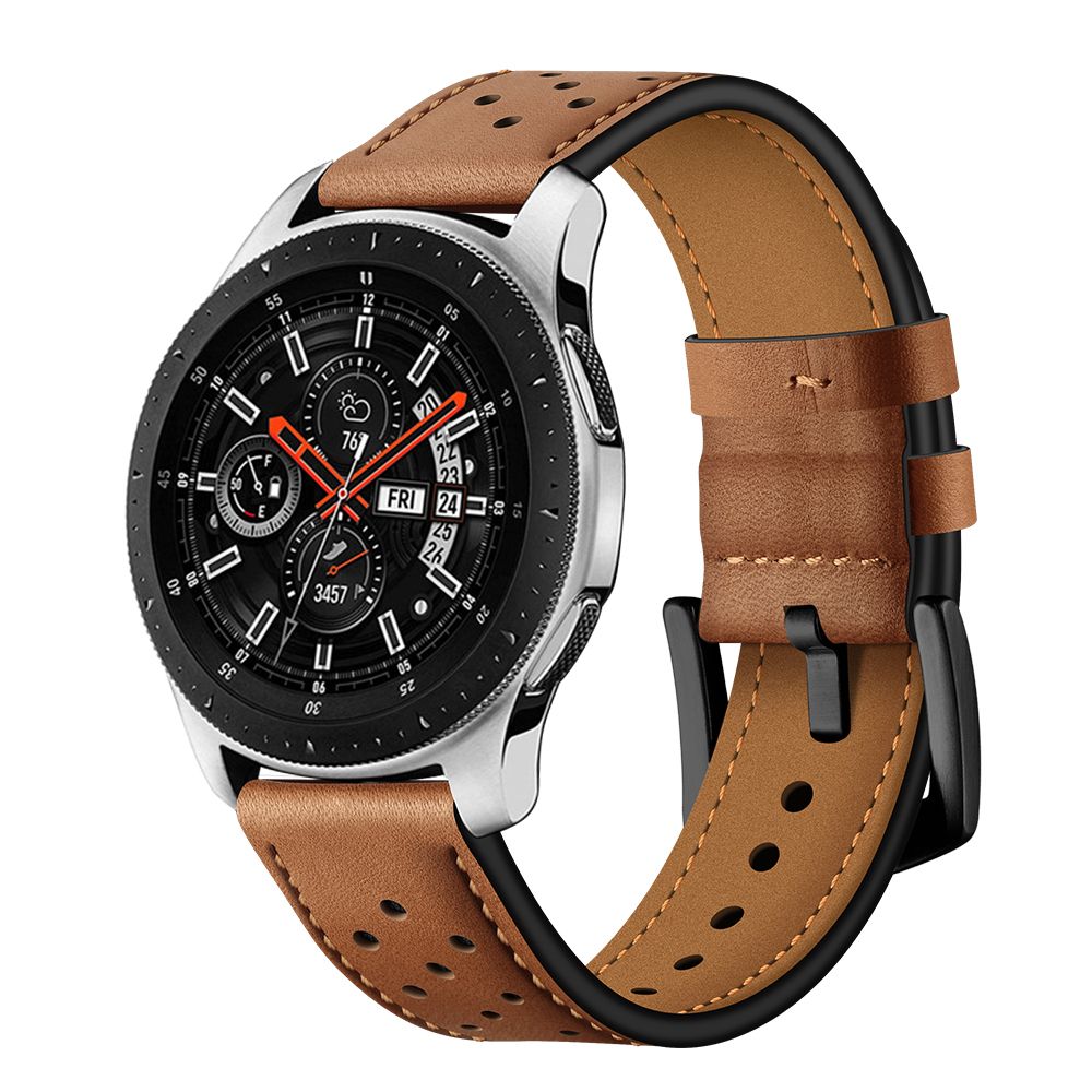 Okosóra szíj - Samsung Galaxy Watch 3 (45 mm) - TECH-PROTECT Leather barna bőr szíj (22 mm szíj szélesség)