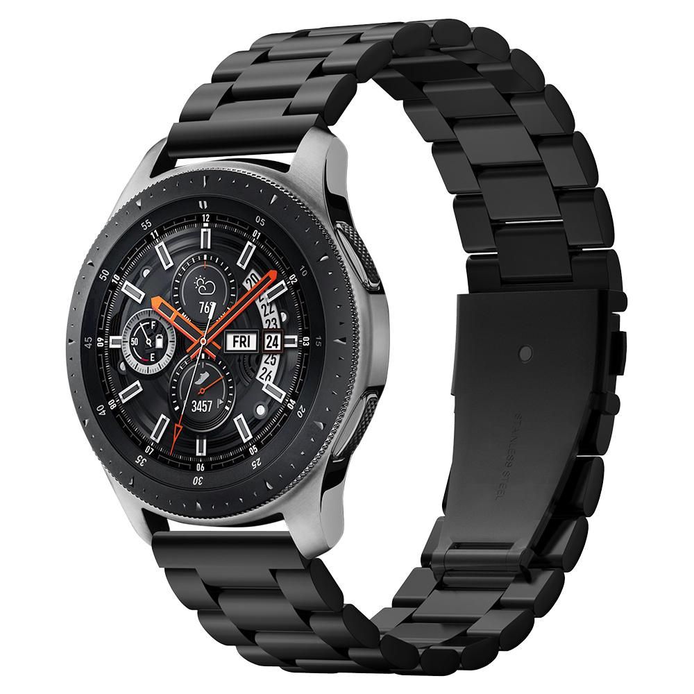 Okosóra fémszíj - Huawei Watch GT / GT2 / GT2 Pro (46 mm) - Spigen Modern Fit fekete fémszíj (22 mm szíj szélesség)