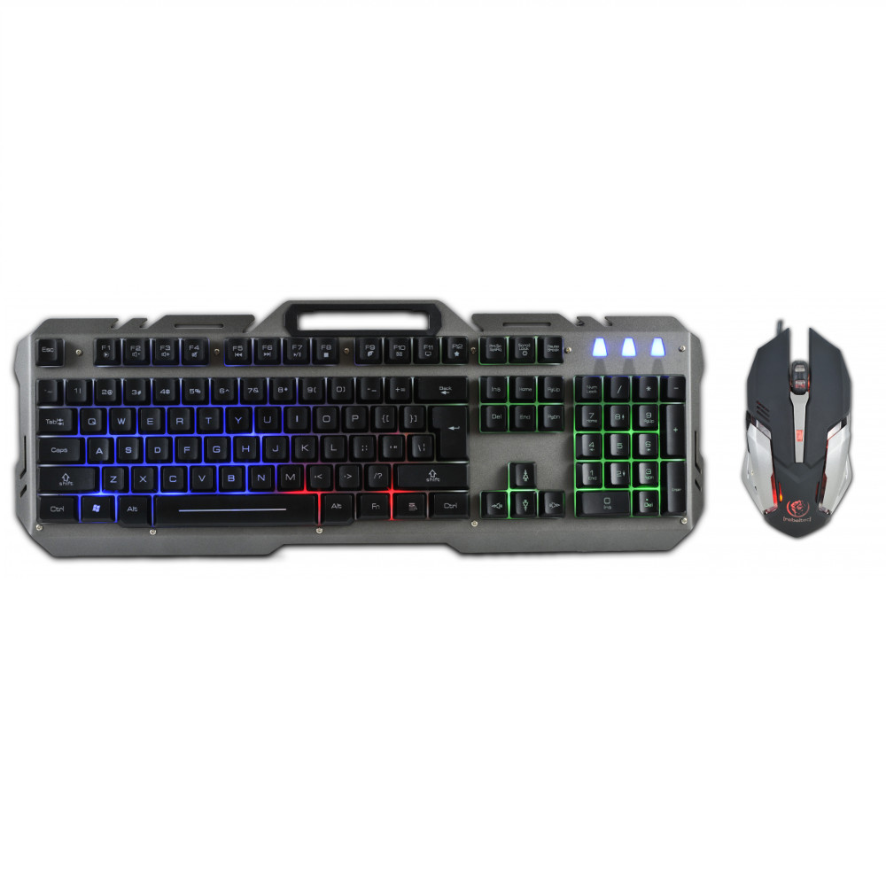 REBELTEC Intercopter2 Billentyűzet - vezetékes, fekete Gamer billentyűzet színes háttérvilágítással (angol kiosztású) + Gamer vezetékes egér