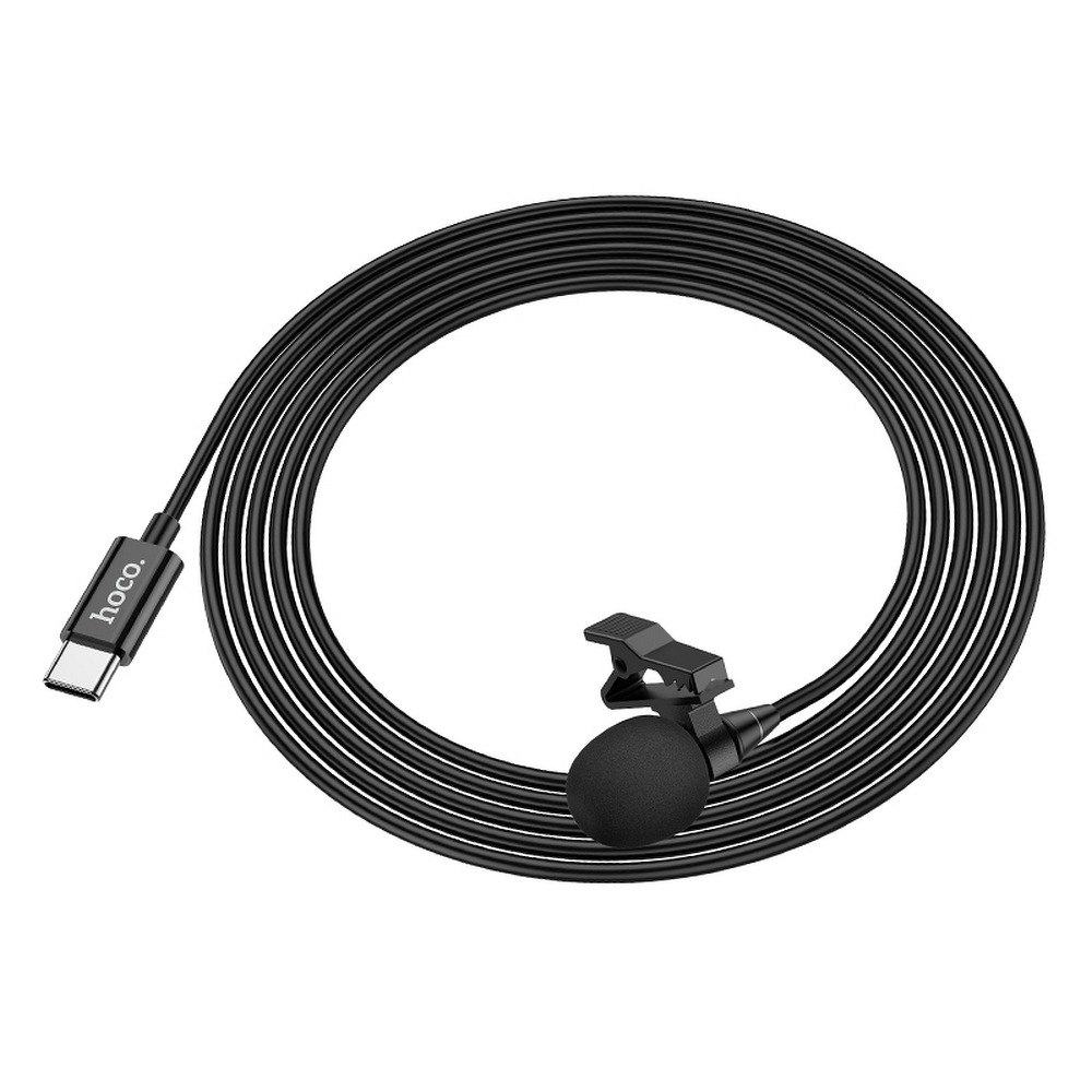 HOCO L14 mikrofon - Type-C (USB-C) fekete csíptethető mikrofon - 2m
