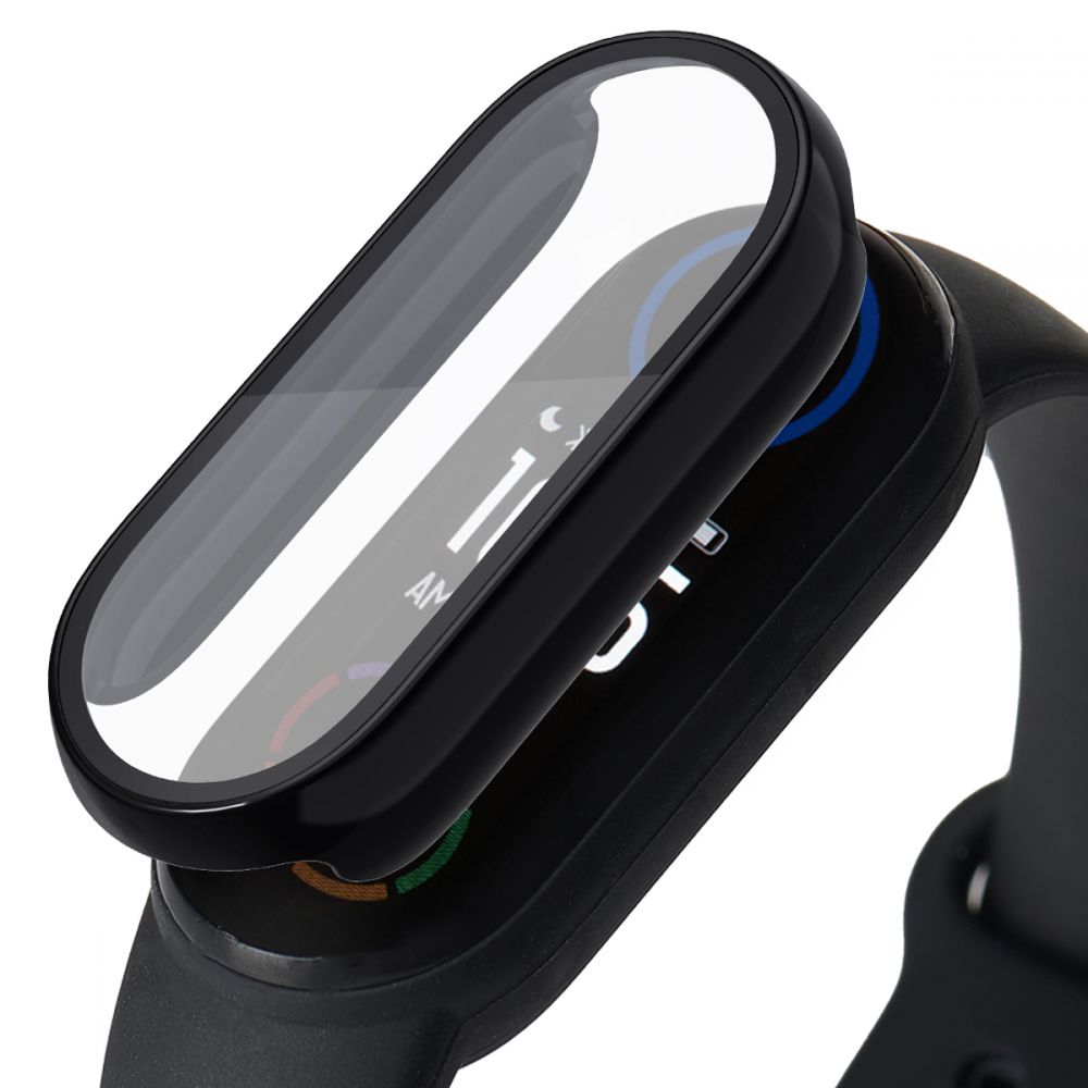 Okosóra védő tok - Fekete 360 fokos védő tok Xiaomi Mi Band 3 / 4 / 5 / 6 okosórához