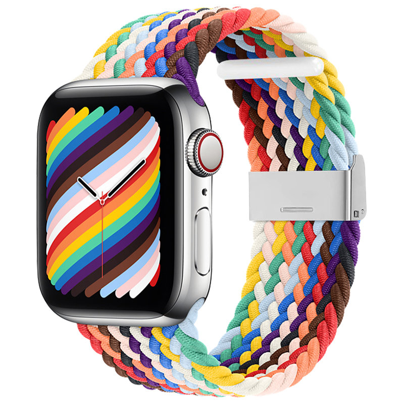 Okosóra szíj - Apple Watch Series 2/3/4/5/6/7/8/9/SE (38mm-40mm) - Color 2, fonott szövet szíj (strech)