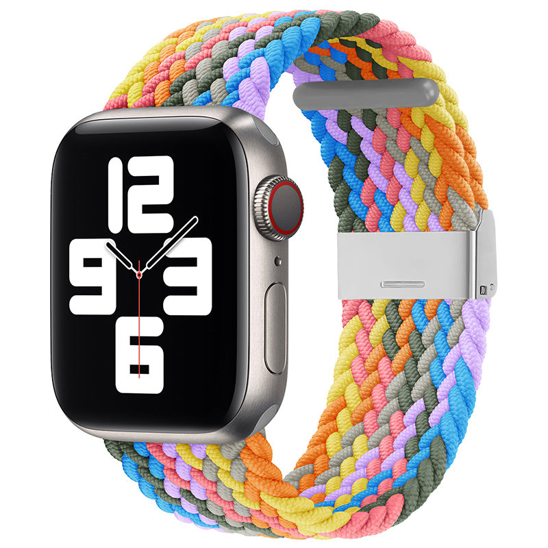 Okosóra szíj - Apple Watch Series 2/3/4/5/6/7/8/9/SE (38mm-40mm) - Color 3, fonott szövet szíj (strech)