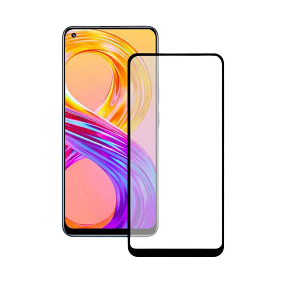 Realme 8 / 8 Pro Üvegfólia - fekete tokbarát Slim 3D üvegfólia
