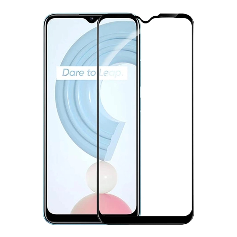 Realme C21 Üvegfólia - fekete tokbarát Slim 3D üvegfólia