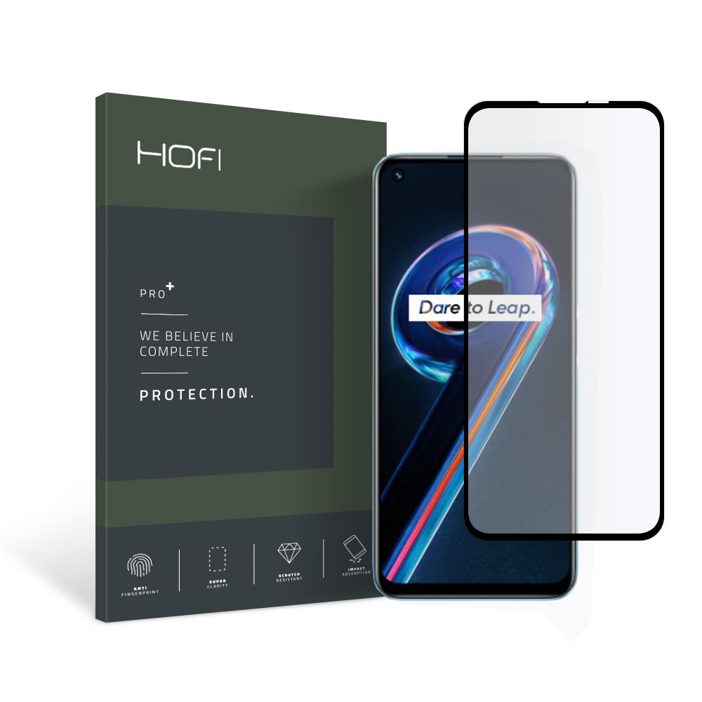 Realme 9 Pro Üvegfólia - HOFI fekete keretes kijezővédő üvegfólia