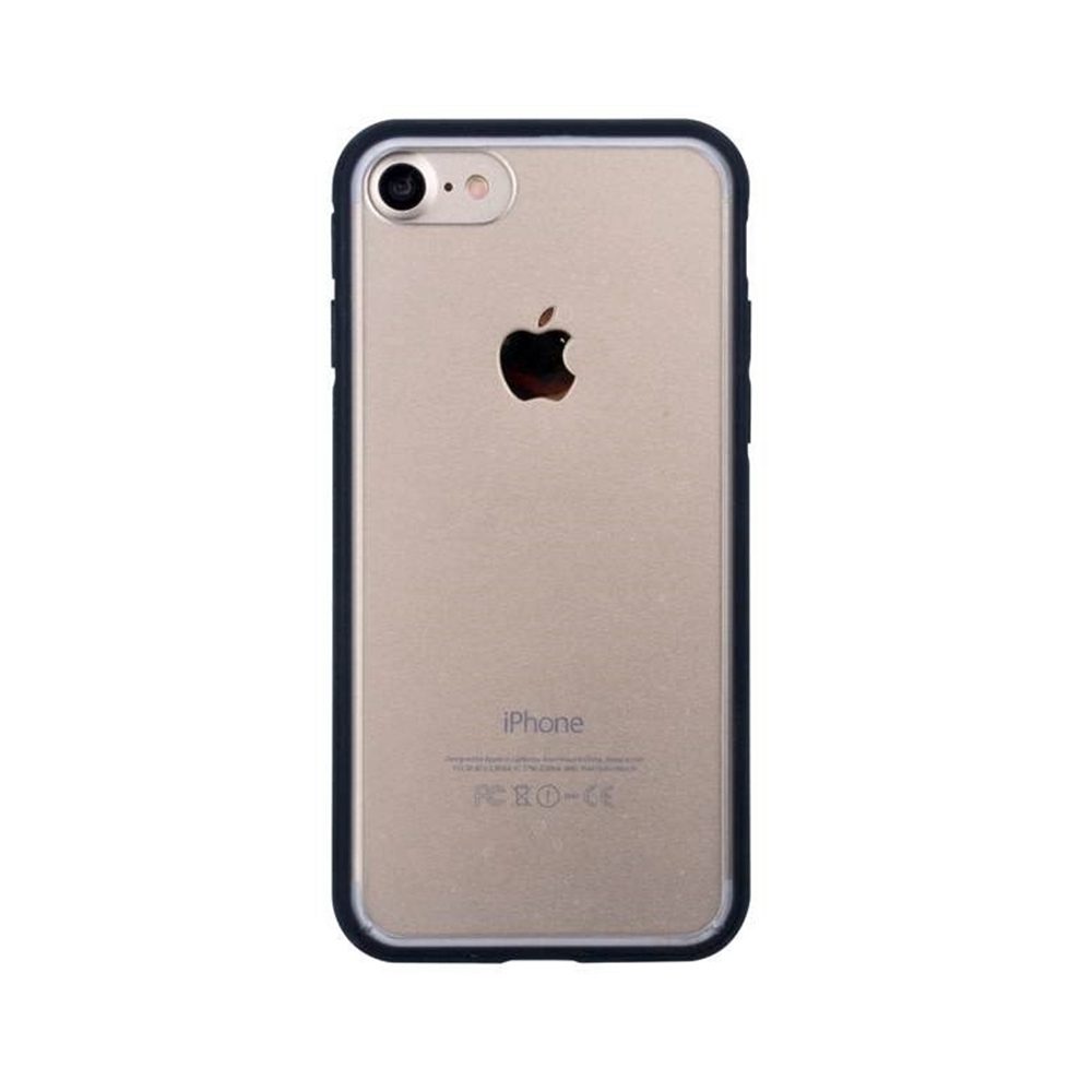 iPhone SE3 2022 Telefontok - átlátszó műanyag hátlap tok, fekete szilikon kerettel