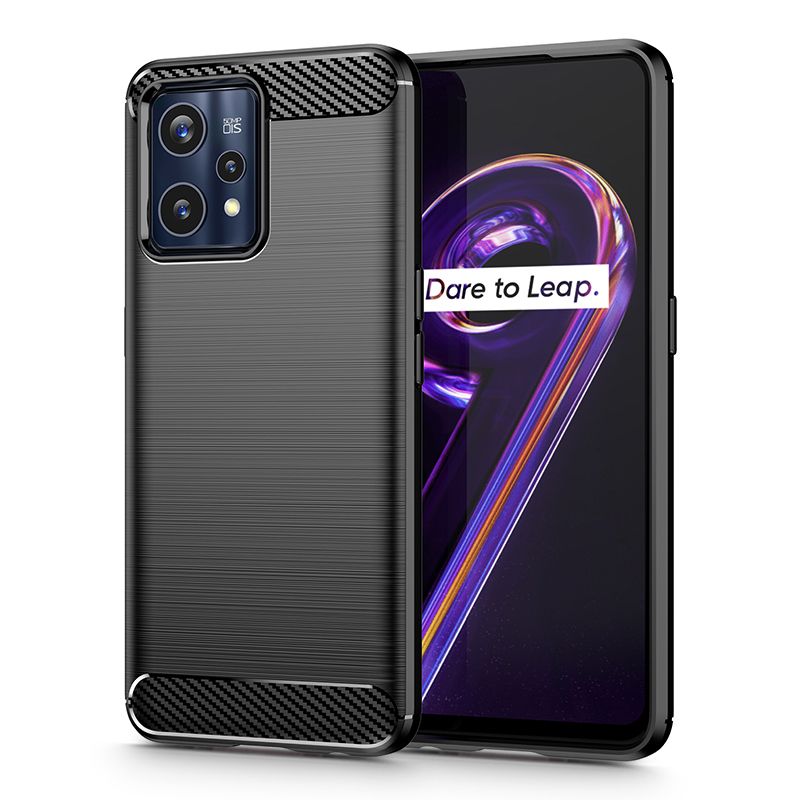 Realme 9 Pro+ Plus Telefontok - Tech-Protect Carbon fekete szilikon hátlap tok