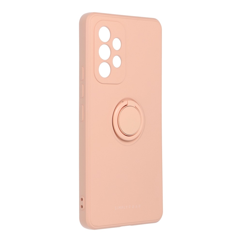 Samsung Galaxy A53 5G Telefontok - Roar Amber púder pink szilikon tok, kitámasztó ujjgyűrűvel