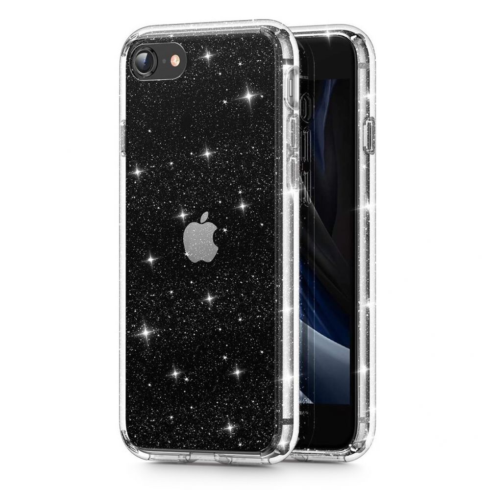 iPhone 7 / 8 / SE 2020 Telefontok - Tech-Protect Glitter átlátszó csillámos műanyag hátlap tok, szilikon kerettel