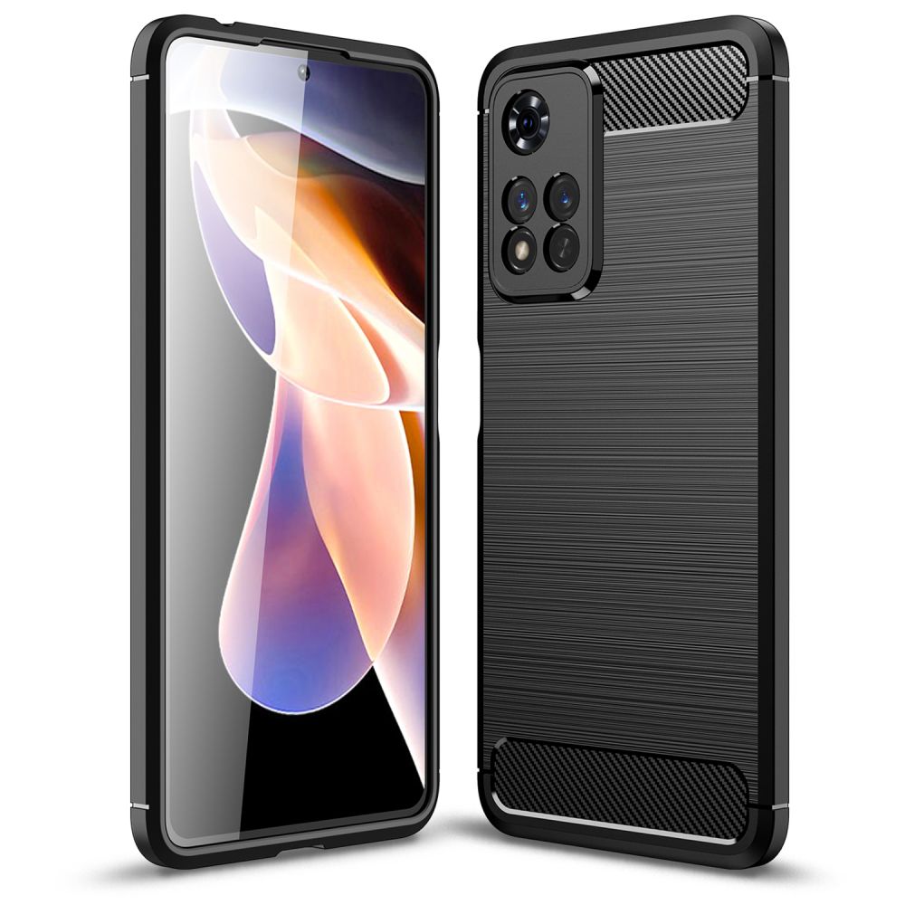 Telefontok Xiaomi Redmi Note 11 PRO+ PLUS 5G - Carbon Fiber fekete szilikon tok