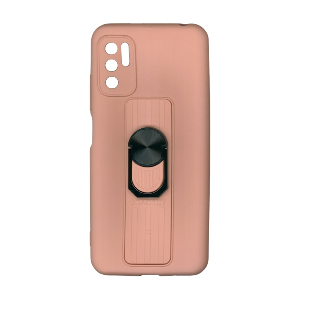 Xiaomi Redmi Note 10 5G / Xiaomi Poco M3 Pro 5G Telefontok - pink gyűrűs, kitámasztható szilikon hátlap tok