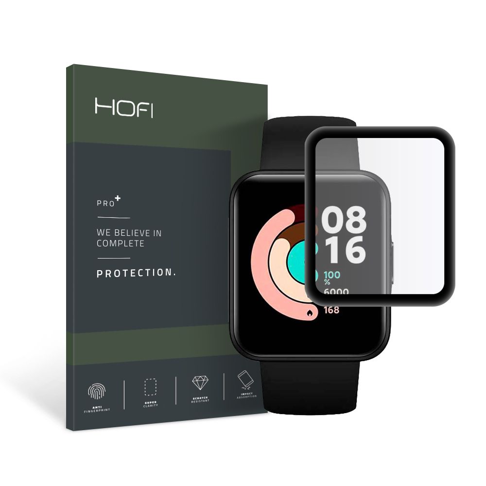 Okosóra üvegfólia - Xiaomi Redmi Watch 2 Lite - okosóra flexi üvegfólia fekete kerettel