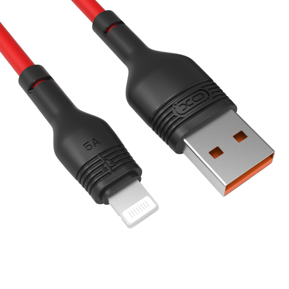 XO NB55 kábel - USB / MicroUSB piros szövetkábel 1m, 5A