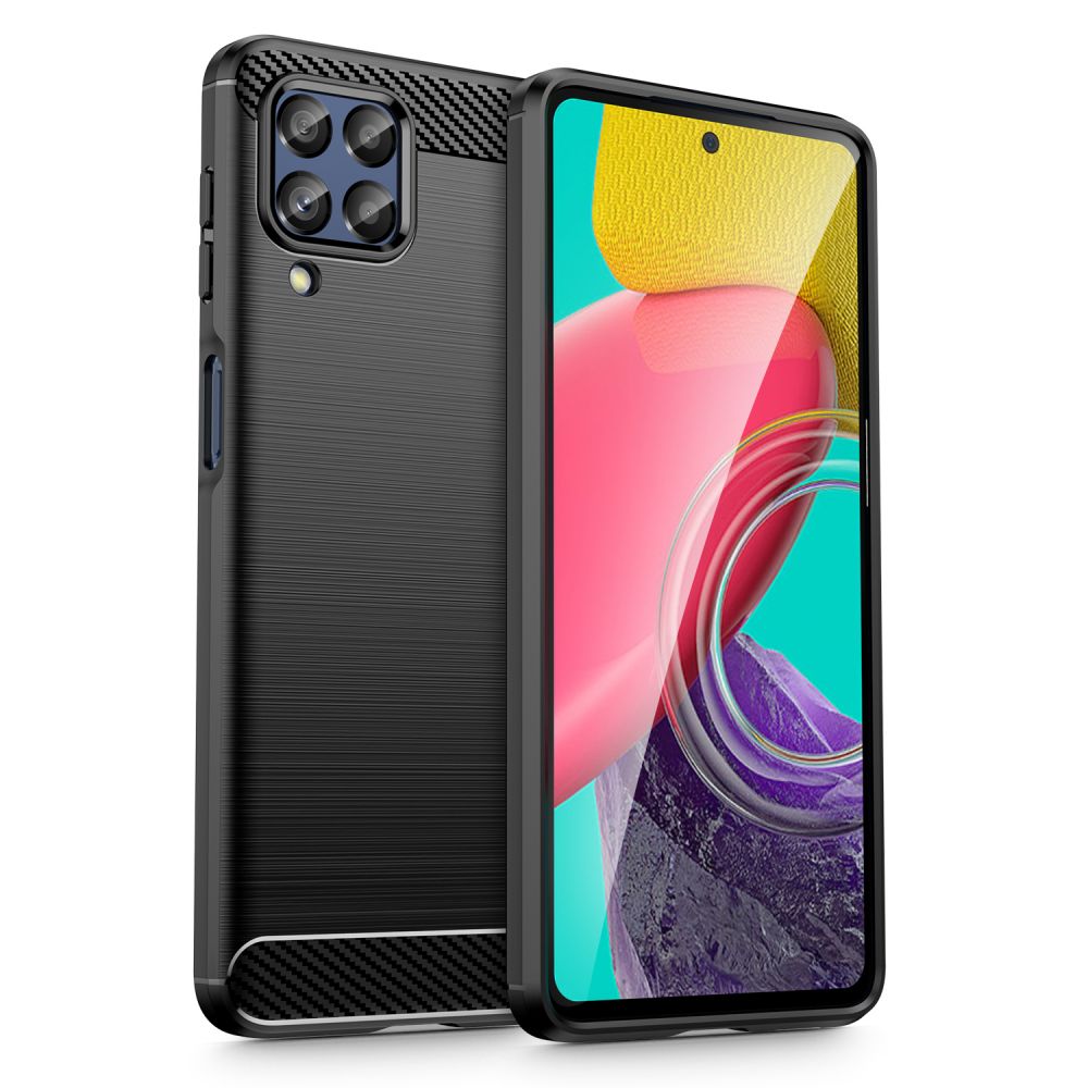 Samsung Galaxy M53 5G Telefontok - Tech-Protect Carbon fekete szilikon hátlap tok