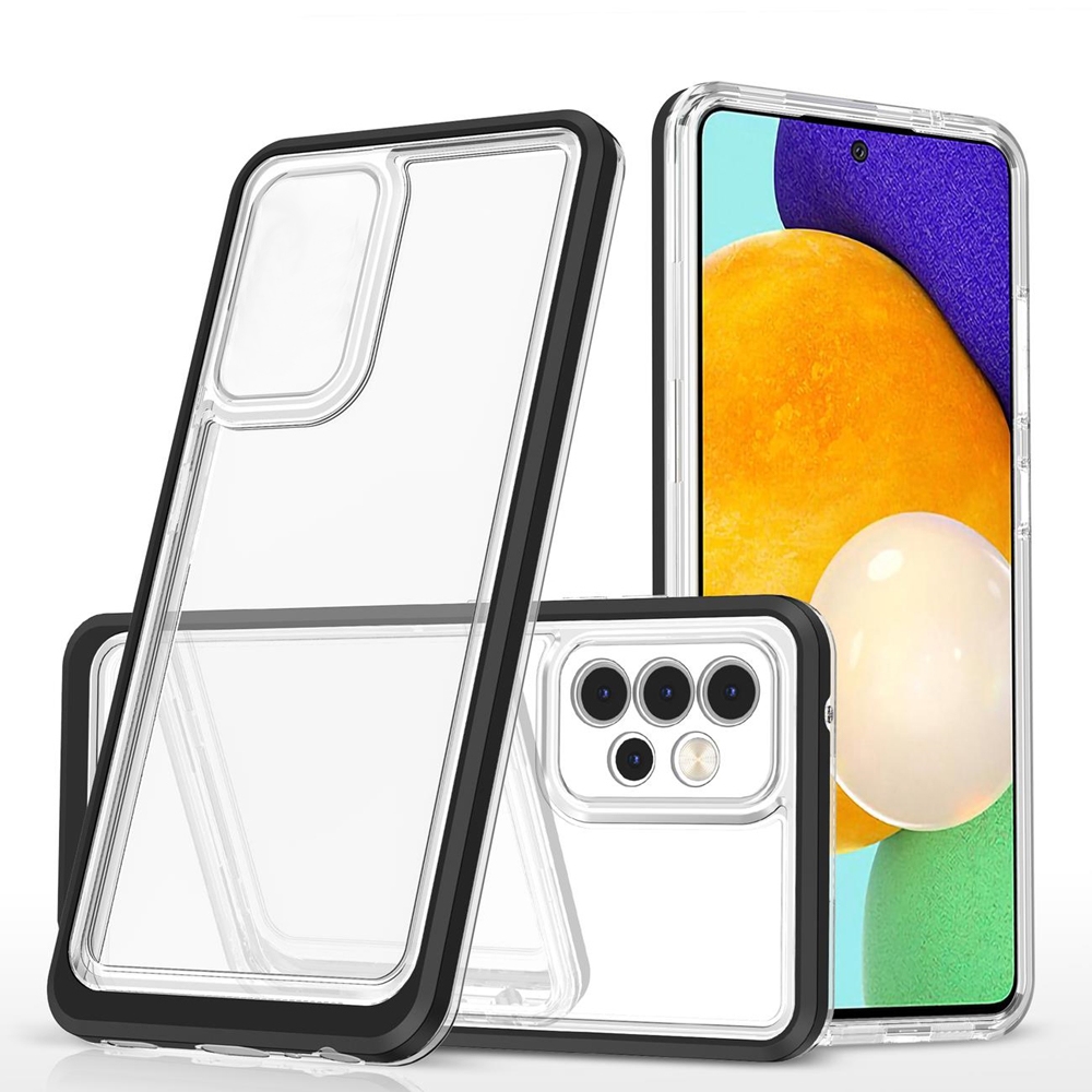 Samsung Galaxy A73 5G Telefontok - Clear Hybrid Armor - átlátszó műanyag hátlap tok, szilikon kerettel, fekete szegély