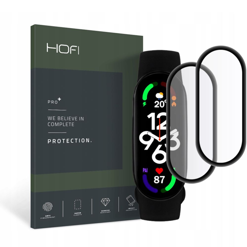 Okosóra üvegfólia - Xiaomi Mi Band 7 - okosóra flexi üvegfólia fekete kerettel (2db)