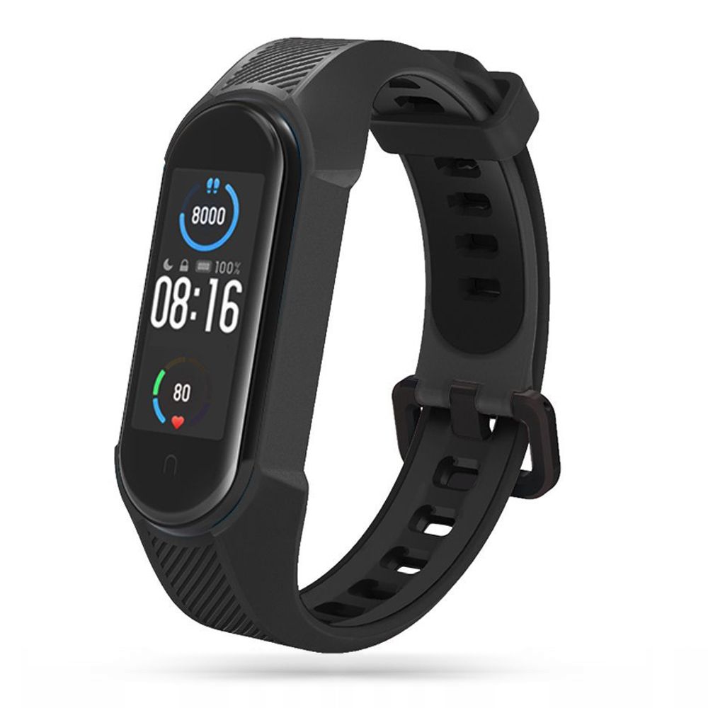 Okosóra szilikon szíj - Xiaomi Mi Smart Band 5 / 6 / 6 NFC / 7 - ARMOUR fekete szilikon szíj