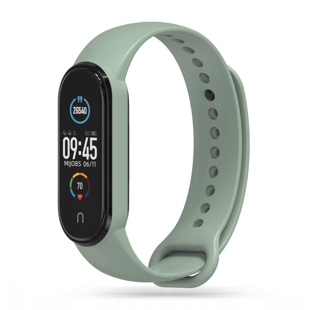 Okosóra szilikon szíj - Xiaomi Mi Smart Band 5 / 6 / 6 NFC / 7 - olivazöld szilikon szíj